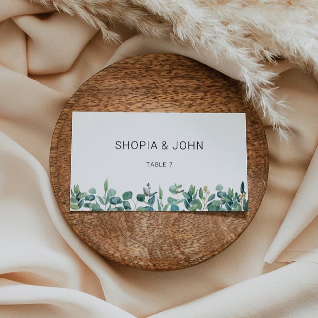 Plantilla de tarjetas de Boda de verde (Greenery Wedding Place Cards Template)