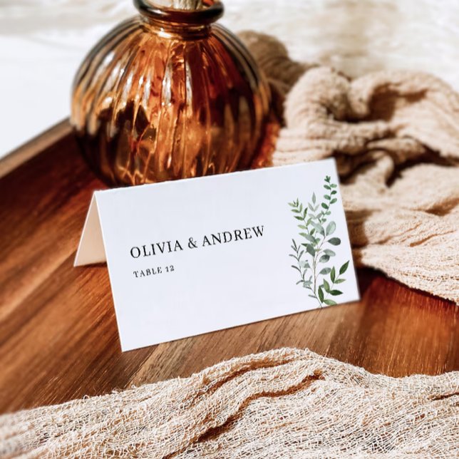 Plantilla de tarjetas de Boda de verde (Greenery Wedding Place Cards Template)
