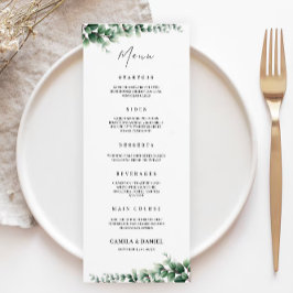 Plantilla de tarjetas de menú Boda de verde