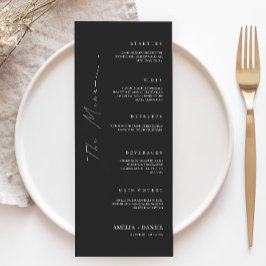 Plantilla de tarjetas de menú Boda negro
