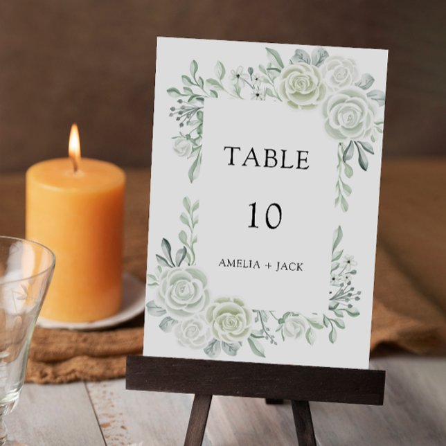Plantilla de tarjetas de mesa de Boda verde de esm (Emerald Green Wedding Table Cards Template)