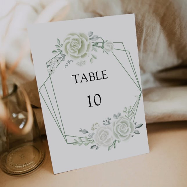 Plantilla de tarjetas de mesa de Boda verde de esm (Emerald Green Wedding Table Cards Template)