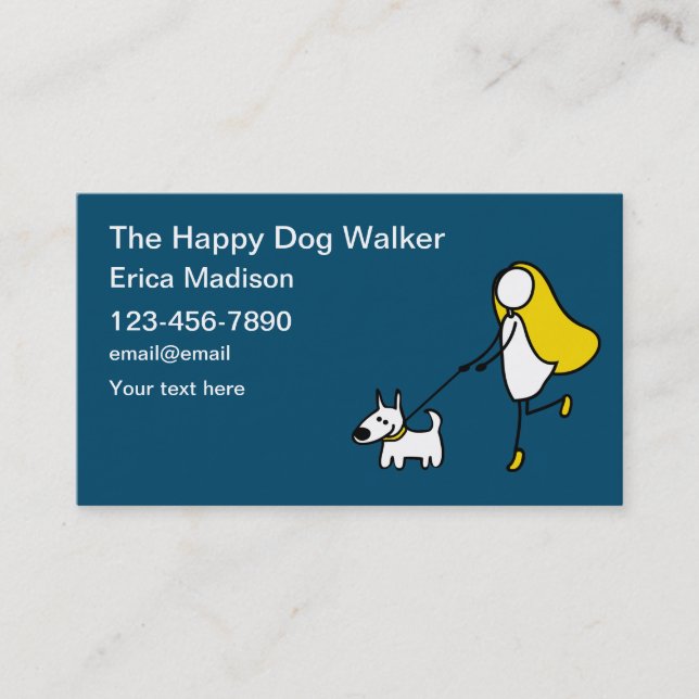 Plantilla de tarjetas de negocios Cute Dog Walker (Anverso)