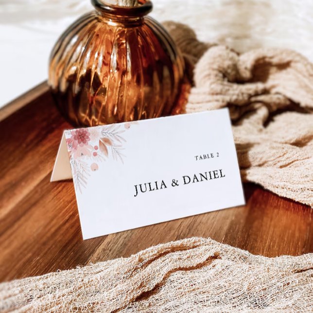 Plantilla de tarjetas de plaza de Boda de flores s (Wildflower Wedding Place Cards Template)