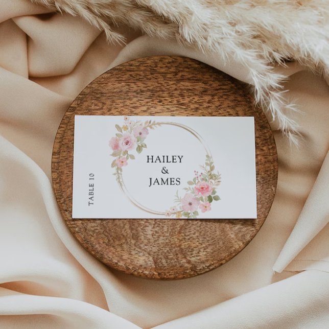 Plantilla de tarjetas de plaza de Boda Rosa (Rose Wedding Place cards Template)
