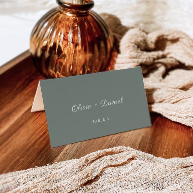 Plantilla de tarjetas de plaza de Boda verde sabio (Sage Green Wedding Place Cards Template)