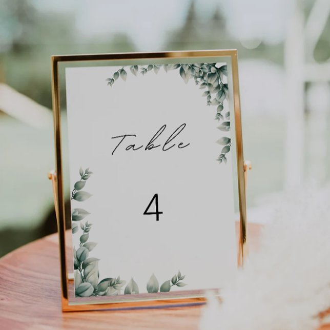 Plantilla de tarjetas de tabla boda de verde (Greenery wedding table cards template)