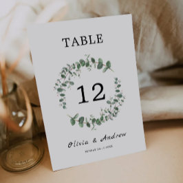 Plantilla de tarjetas de tabla boda de verde