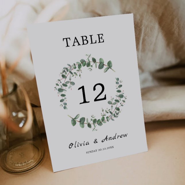 Plantilla de tarjetas de tabla boda de verde (Greenery wedding table cards template)