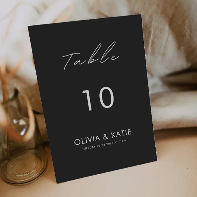 Plantilla de tarjetas de tabla de Boda negro (Black Wedding Table Cards Template)