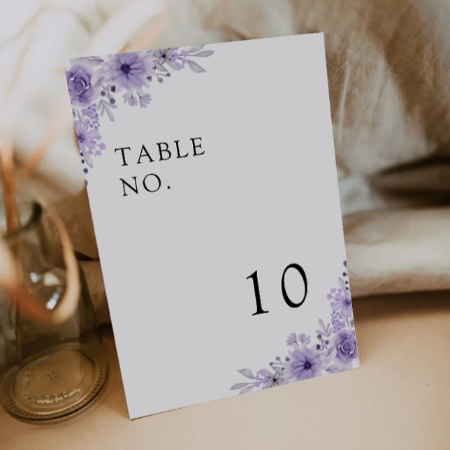 Plantilla de tarjetas de tabla de Boda púrpura (Purple Wedding Table Cards Template)
