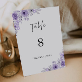Plantilla de tarjetas de tabla de Boda púrpura