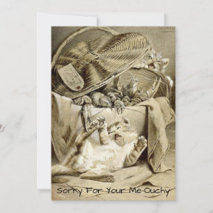 Plantilla de tarjetas de Vintage Kitten Me-ouchy A
