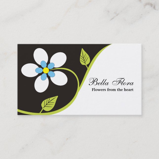 Plantilla de tarjetas de visita de flor blanca en  (Anverso)