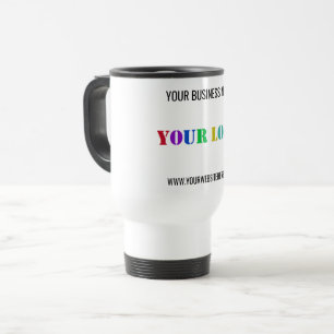 Plantilla de Taza de Viaje con Logotipo y Texto de
