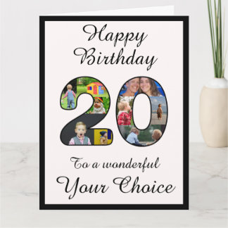 Plantilla de texto y foto feliz 20 cumpleaños