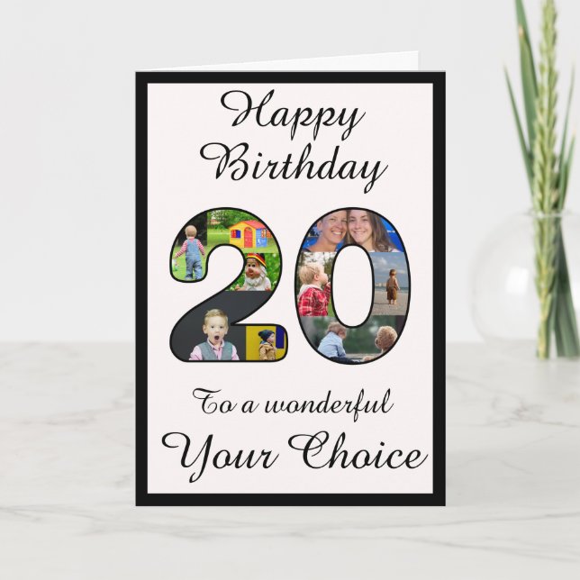 Plantilla de texto y foto feliz 20 cumpleaños (Anverso)