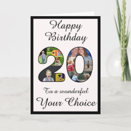 Plantilla de texto y foto feliz 20 cumpleaños