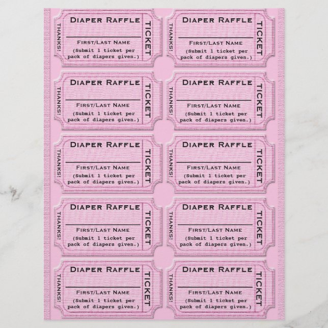 Plantilla de tickets de Raffle Diaper (Anverso)