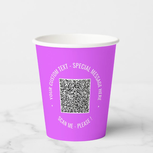 Plantilla de Vasos de Papel con Código QR de Texto (Anverso)