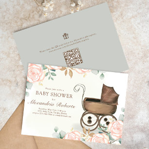 Plantilla de vintage para bebé floral rosa