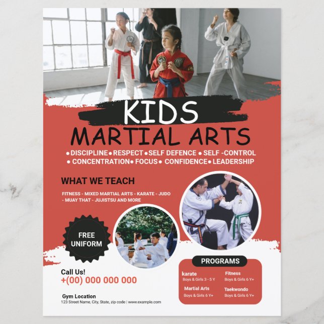 Plantilla de volante de artes marciales para niños (Anverso)