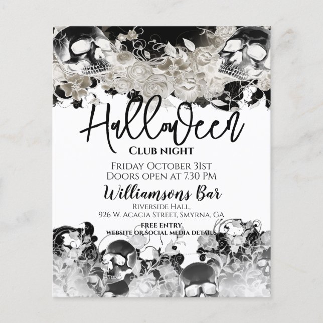 Plantilla de volante de Black Skull Halloween (Frente)