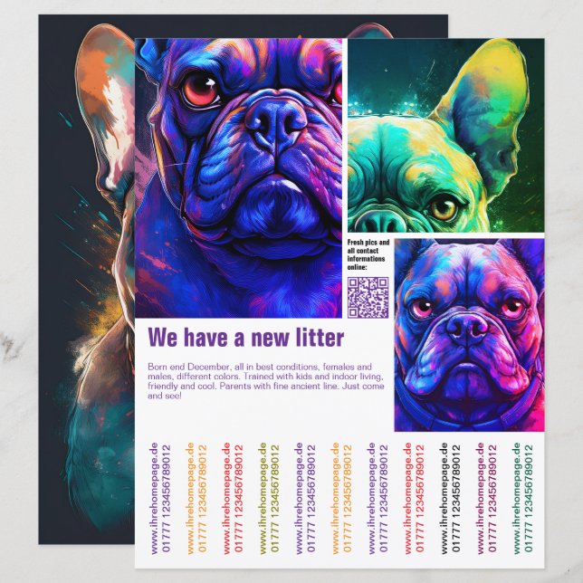 plantilla de volante de cachorros en venta código  (Anverso / Reverso)