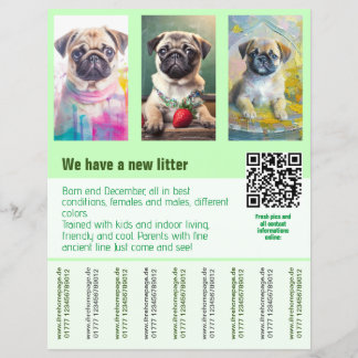 Plantilla de volante de cachorros pug a la venta c