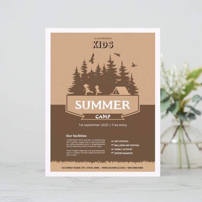 Plantilla de volante de campamento de verano para  (Anverso de pie)
