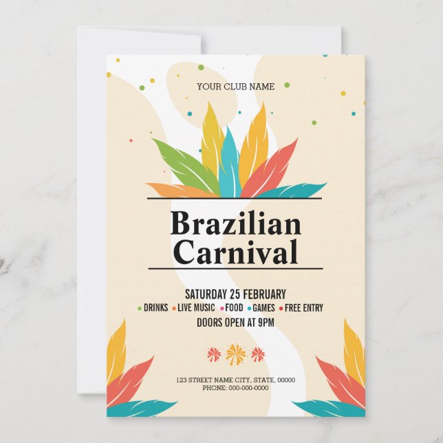 Plantilla de volante de Fiesta de Carnaval (Anverso)