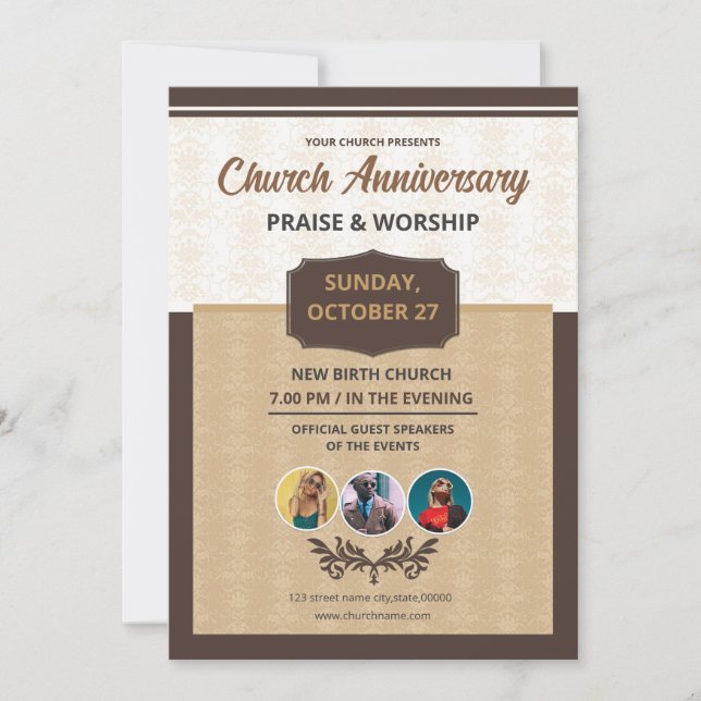 Plantilla de volante de invitación al aniversario  (Anverso)