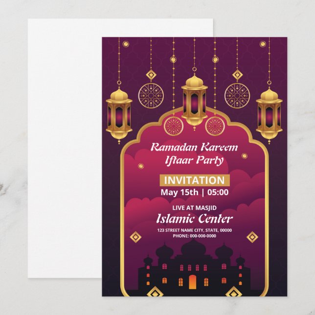 Plantilla de volante de invitación de fiesta Iftar (Anverso / Reverso)