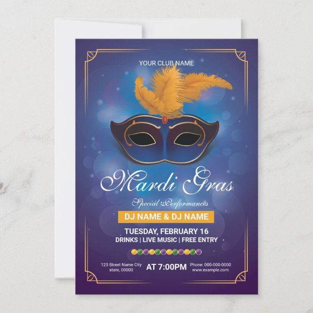 Plantilla de volante de invitación del partido Mar (Anverso)