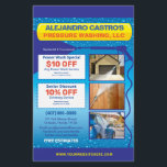Plantilla de volante de media página de lavado de<br><div class="desc">Personalizar este diseño de plancha de volante de lavado a presión (lavado de energía) para satisfacer sus necesidades y negocios. Esta plantilla de lavado a presión muestra el fondo de la pistola del lavaparabrisas a presión y de las perlas de agua. Vea productos de acoplamiento como la plantilla de tarjeta...</div>