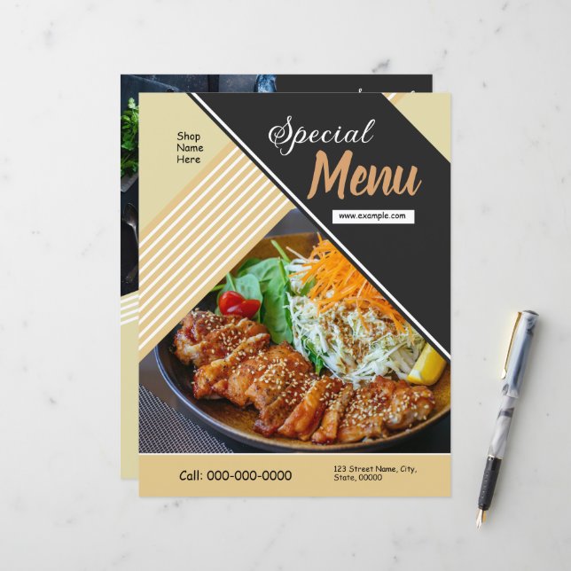 Plantilla de volante de restaurante | Diseño promo (Anverso/Reverso In Situ)