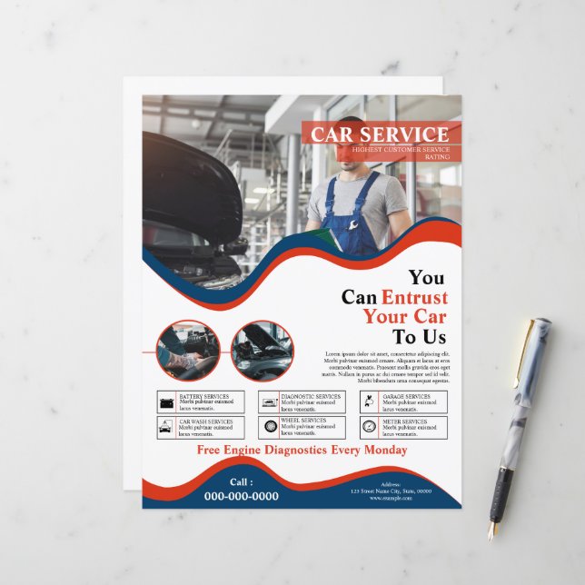 Plantilla de volante de servicio de automóvil (Anverso/Reverso In Situ)