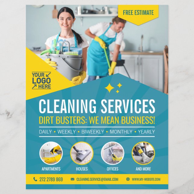 Plantilla de volante de servicio de limpieza (Frente)