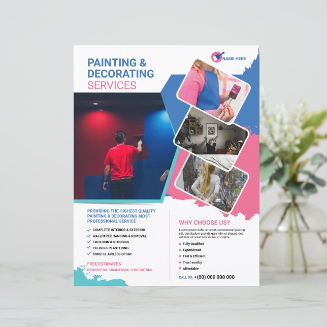 Plantilla de volante de servicio de pintura y deco (Anverso de pie)