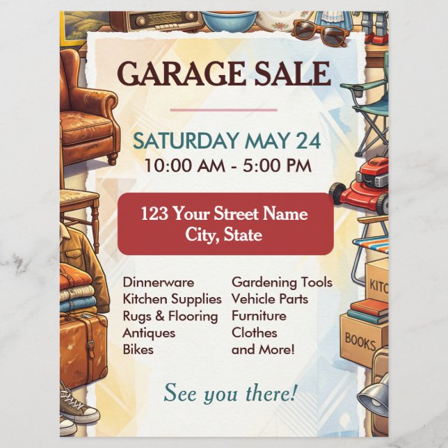 Plantilla de volante de venta de garage (Frente)
