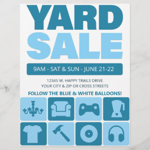 Plantilla de volante de venta de yard (Aqua Blue)