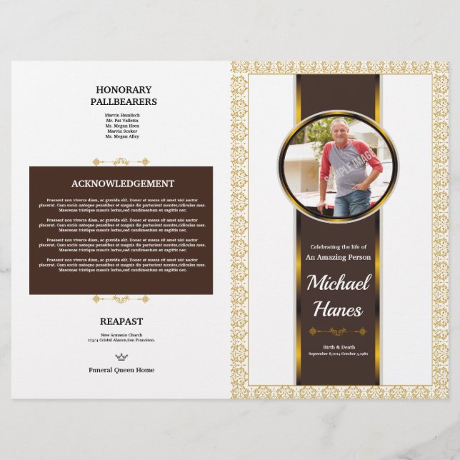 Plantilla de volante del programa funerario (Anverso)