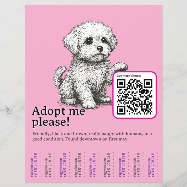 Plantilla de volantes de adopción de perros desgar (Frente)