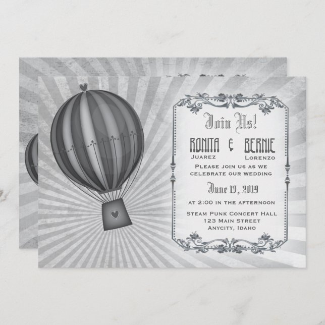 Plantilla del boda del aviador de Steampunk (Anverso / Reverso)