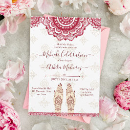 Plantilla del boda indio Mehndi maroon mandalas