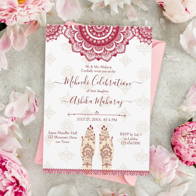 Plantilla del boda indio Mehndi maroon mandalas (Subido por el creador)