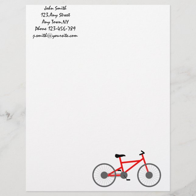 Plantilla del papel con membrete de la bicicleta (Anverso)