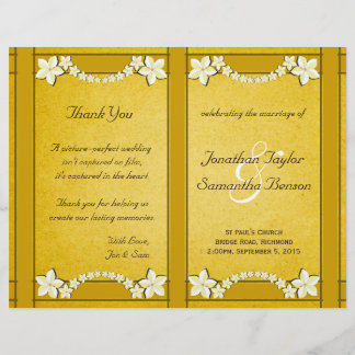 Plantilla del programa de boda floral de oro ruso