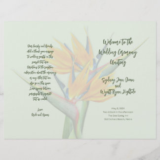 Plantilla del programa de bodas con pájaro de para
