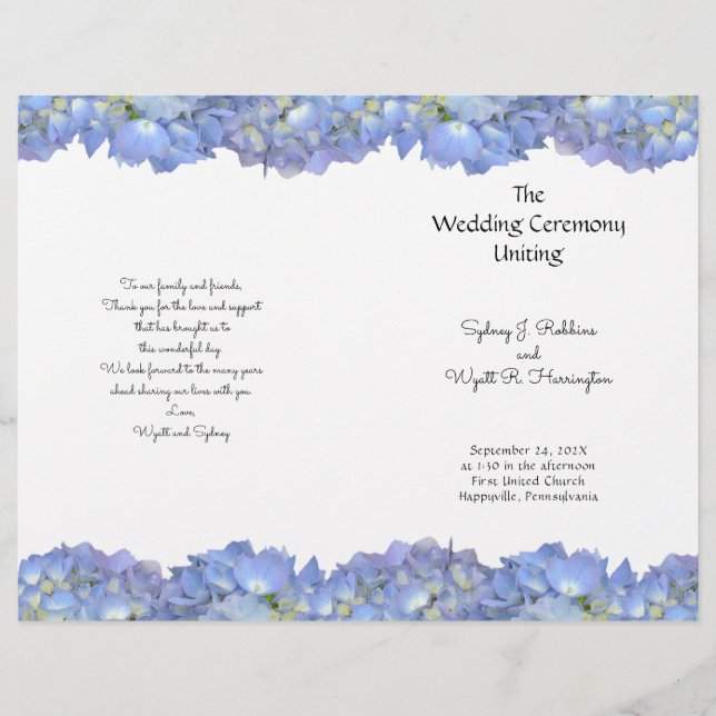 Plantilla del programa de casamiento de flores de  (Anverso)